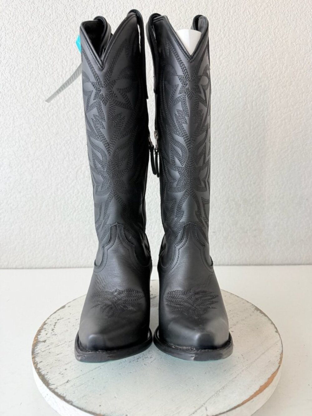 Lane SMOKESHOW Black Cowboy Boots Western Womens Size 7 Mid Calf Tall Snip Toe - Picture 5 of 11